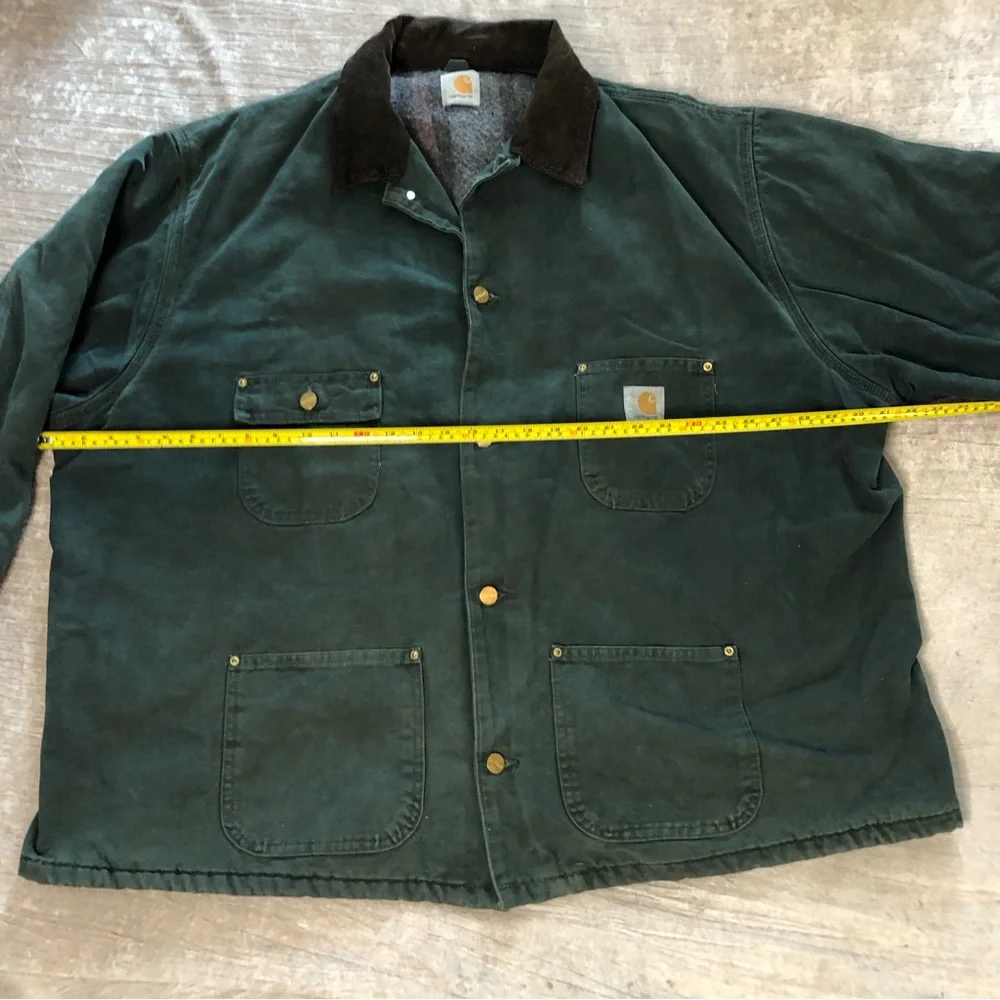 Vintage Carhartt Men’s blanket lined outdoor coat green size 2X 3X chore work - Picture 4 of 16